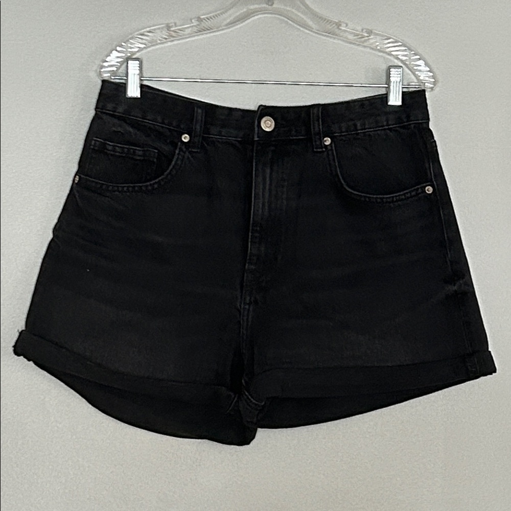 Zara Women's Black Bermuda High Rise Denim Shorts size 10